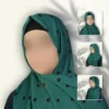 Emerald Green Georgette Staller with Black Polka Dots - Image 2
