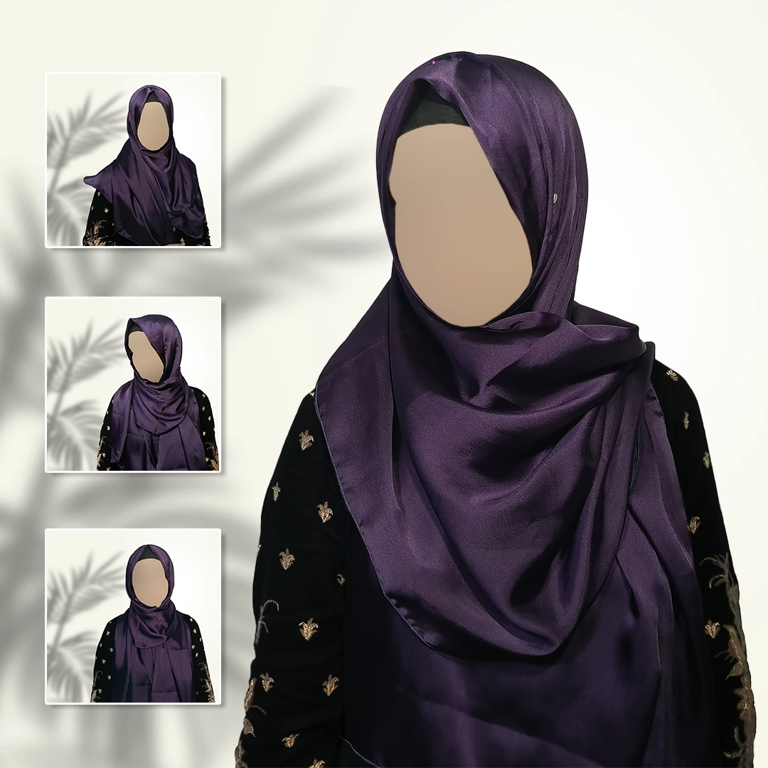 Royal Plum Satin Silk Staller | Deep Luxe with Glossy Finish - Image 3