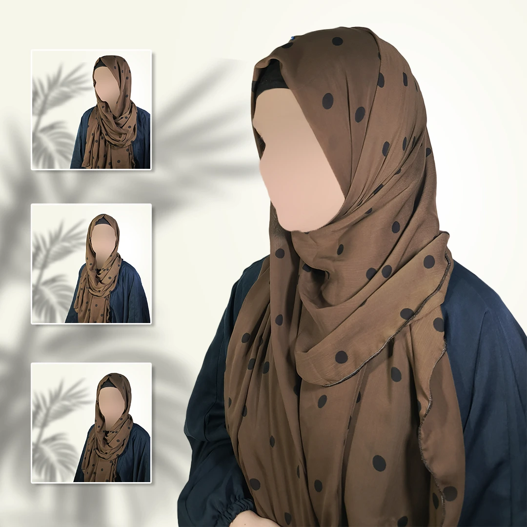 Chocolate Brown Georgette Staller with Black Polka Dots; Elegant, Lightweight & Daily-Wear Friendly - Image 3