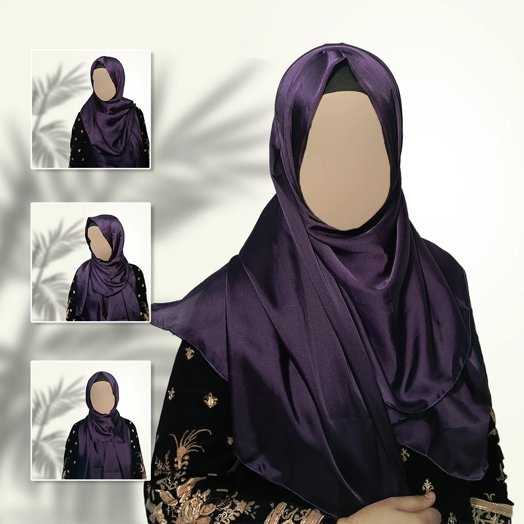 Royal Plum Satin Silk Staller | Deep Luxe with Glossy Finish - Image 2