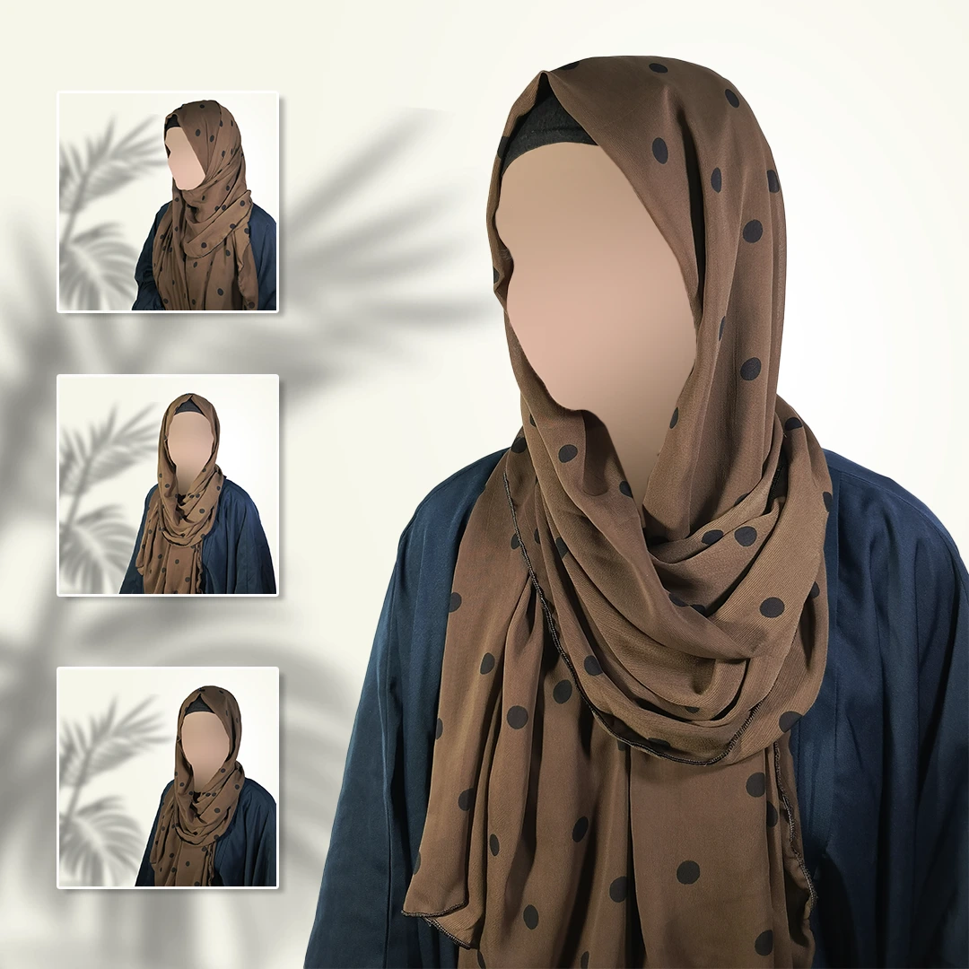 Chocolate Brown Georgette Staller with Black Polka Dots; Elegant, Lightweight & Daily-Wear Friendly - Image 2