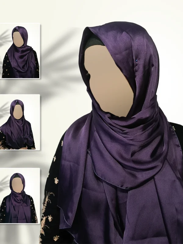 Royal Plum Satin Silk Staller | Deep Luxe with Glossy Finish