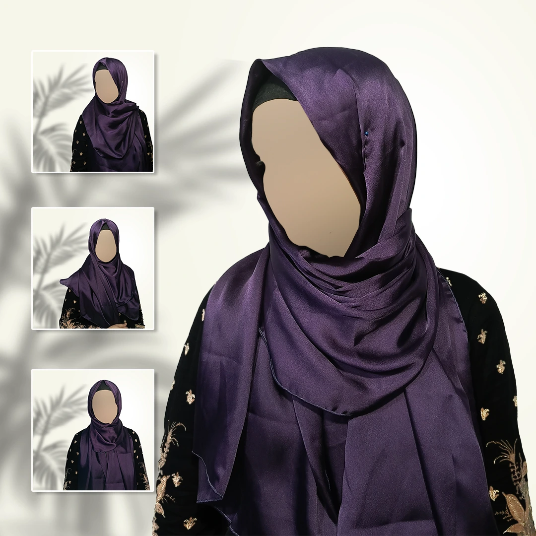 Royal Plum Satin Silk Staller | Deep Luxe with Glossy Finish