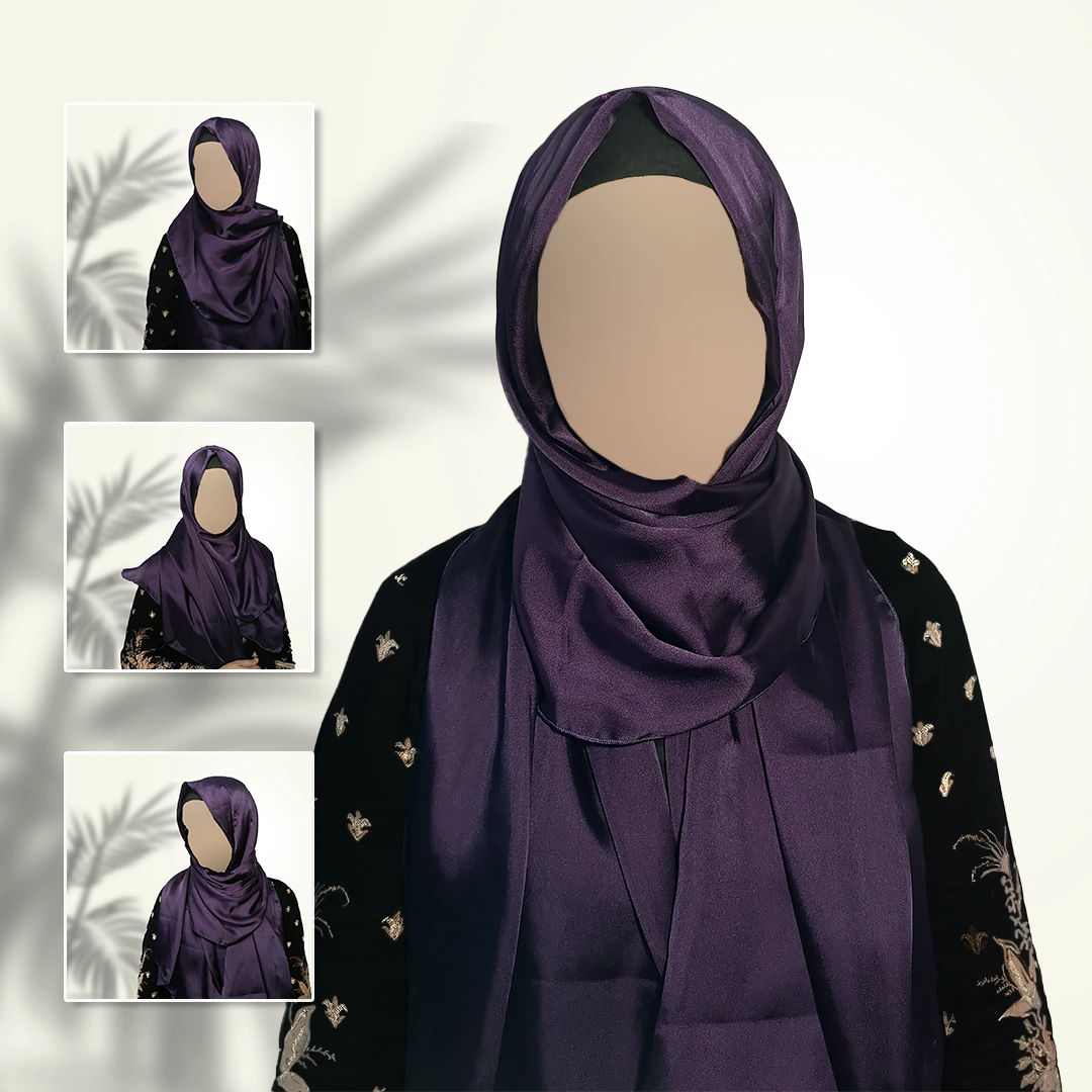 Royal Plum Satin Silk Staller | Deep Luxe with Glossy Finish - Image 4