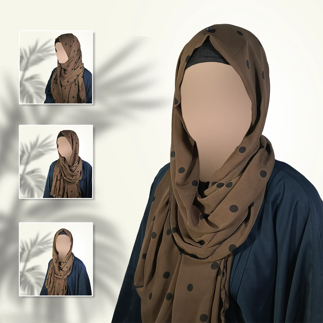 Chocolate Brown Georgette Staller with Black Polka Dots; Elegant, Lightweight & Daily-Wear Friendly - Image 4