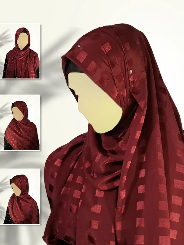 Imperial Garnet | Gazan Shehnaz Silk Staller in Deep Maroon Shine