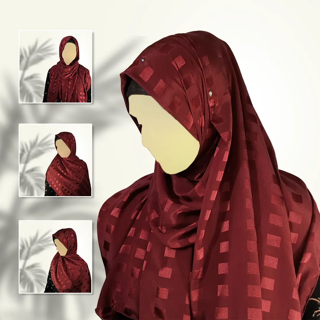 Imperial Garnet | Gazan Shehnaz Silk Staller in Deep Maroon Shine