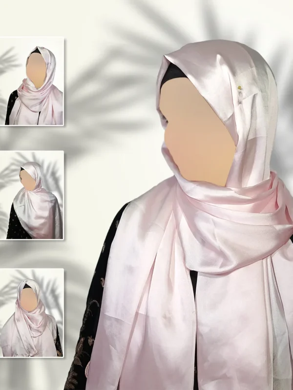 Blush Rose Satin Silk Staller | Light, Glossy & Elegantly Feminine