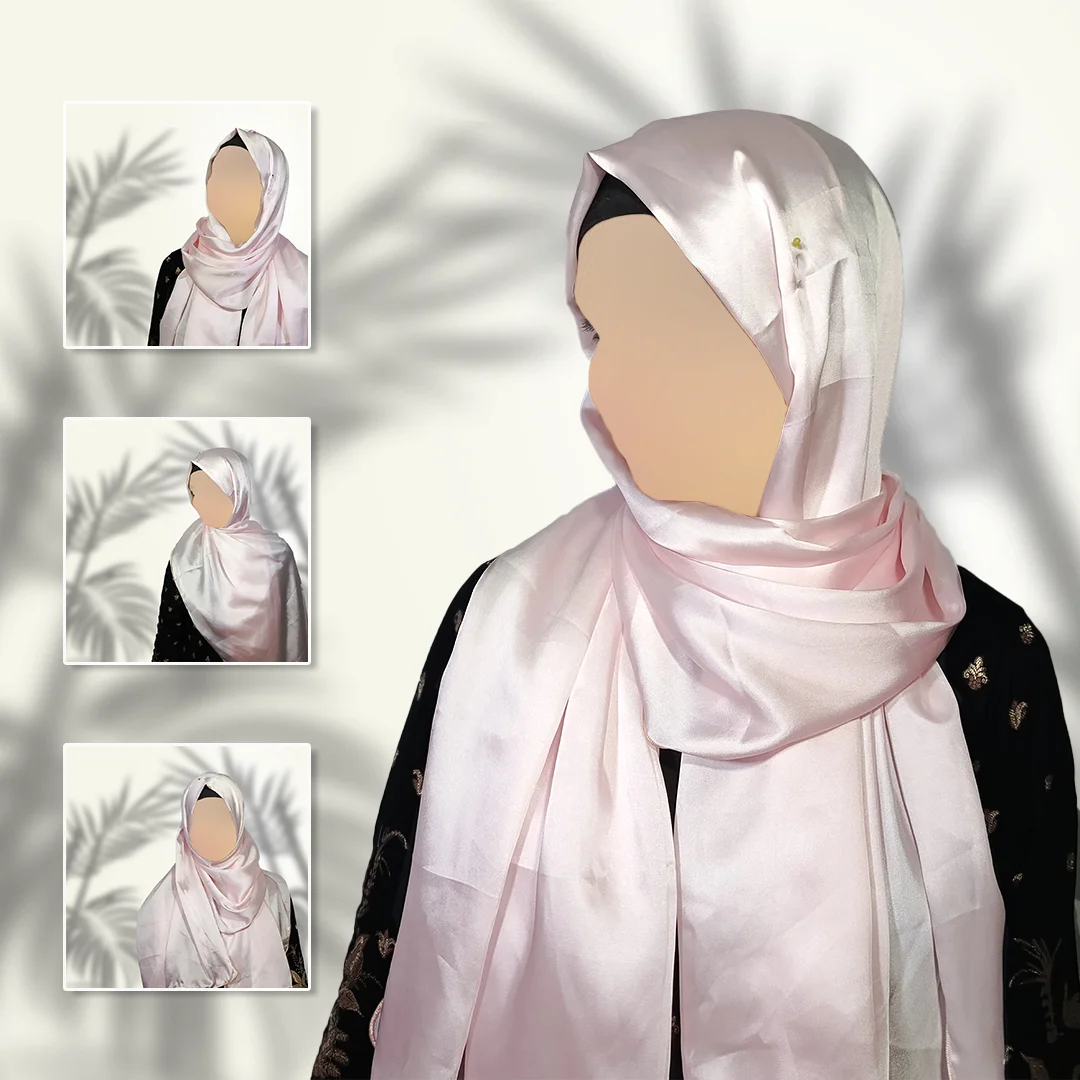 Blush Rose Satin Silk Staller | Light, Glossy & Elegantly Feminine