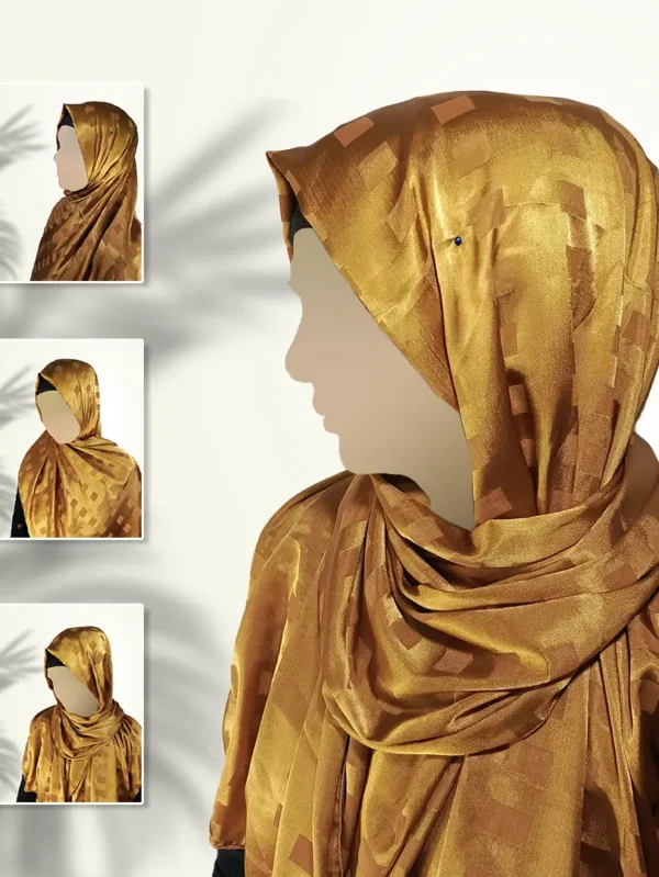 Burnished Gold | Gazan Shehnaz Silk Staller with Deep Shine Texture