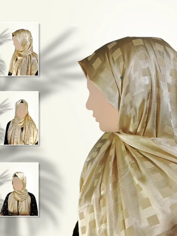 Celestial Gold | Gazan Shehnaz Silk Staller with Embossed Shine