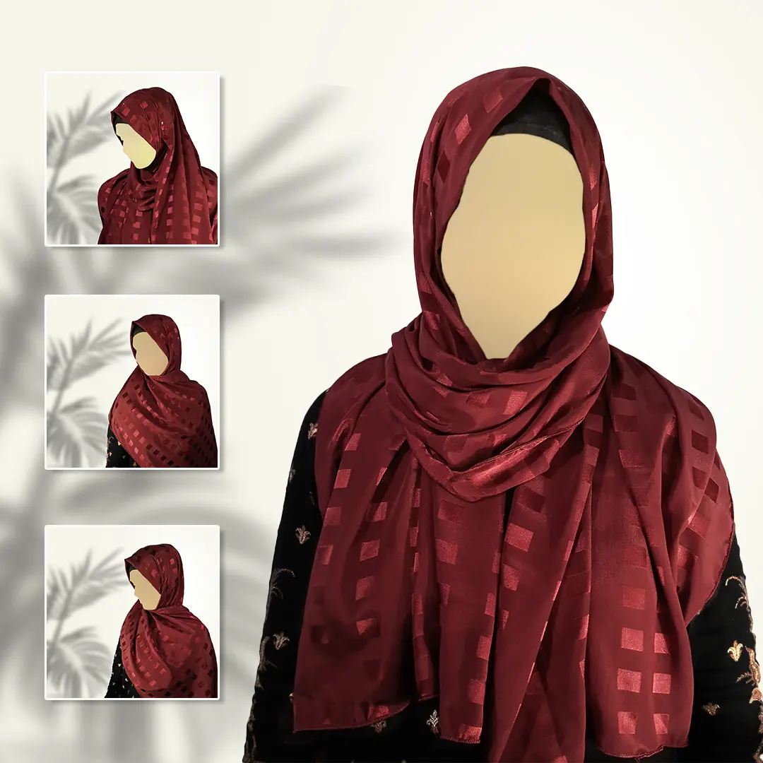 Imperial Garnet | Gazan Shehnaz Silk Staller in Deep Maroon Shine - Image 3