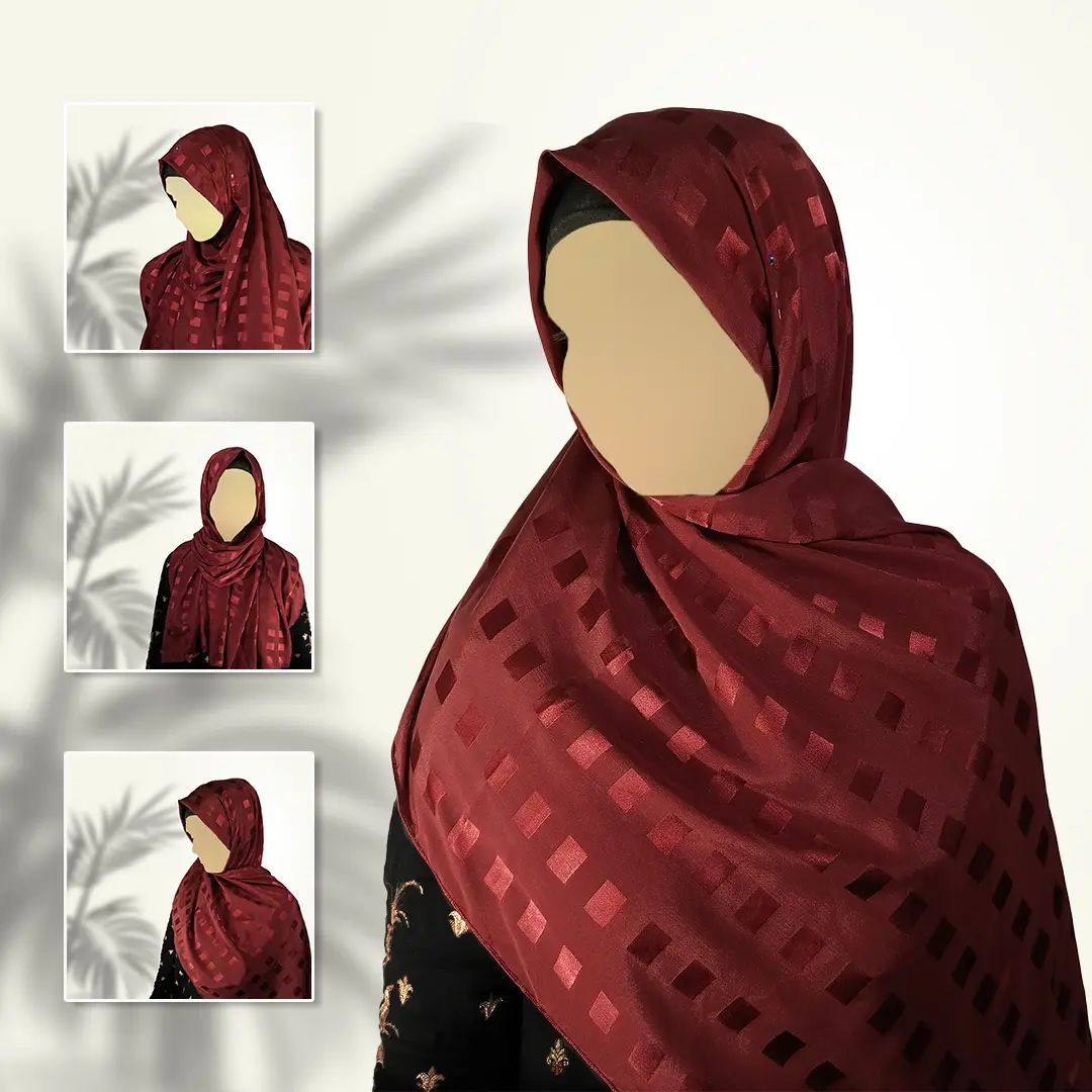 Imperial Garnet | Gazan Shehnaz Silk Staller in Deep Maroon Shine - Image 2