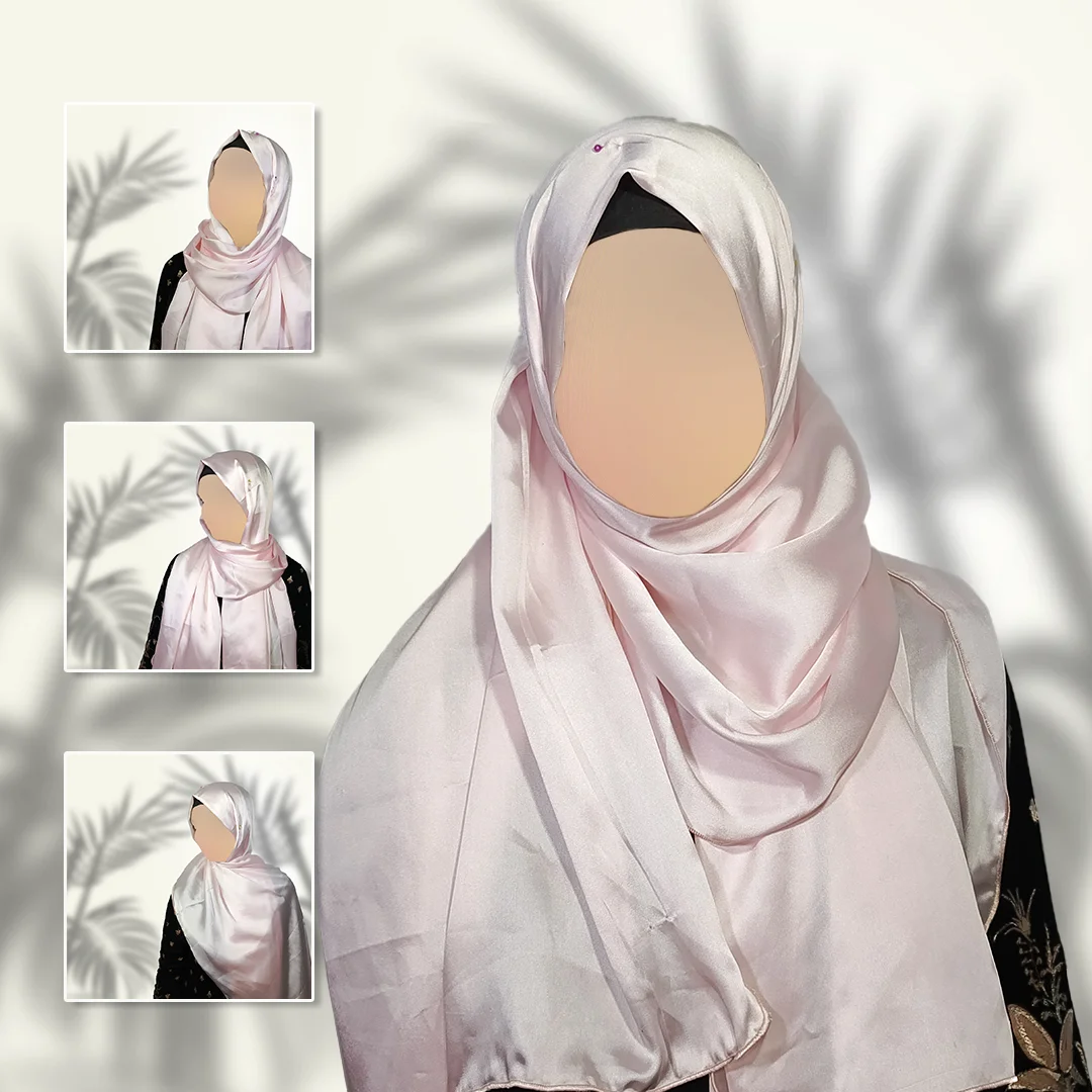 Blush Rose Satin Silk Staller | Light, Glossy & Elegantly Feminine - Image 4