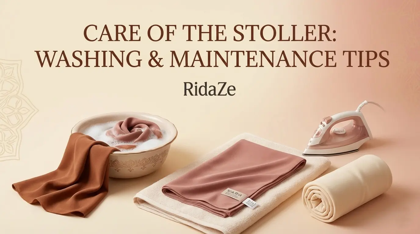 Staller washing tips showing delicate hand washing of chiffon scarf.