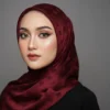 Imperial Garnet Gazan Shehnaz Silk Staller with subtle embossed texture