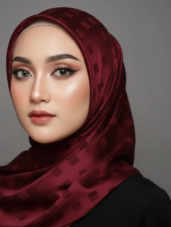 Imperial Garnet Gazan Shehnaz Silk Staller with subtle embossed texture