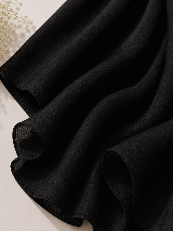 RidaZe black georgette chiffon hijab scarf — lightweight and breathable 72x29 inch plain black staller for women and girls in Pakistan