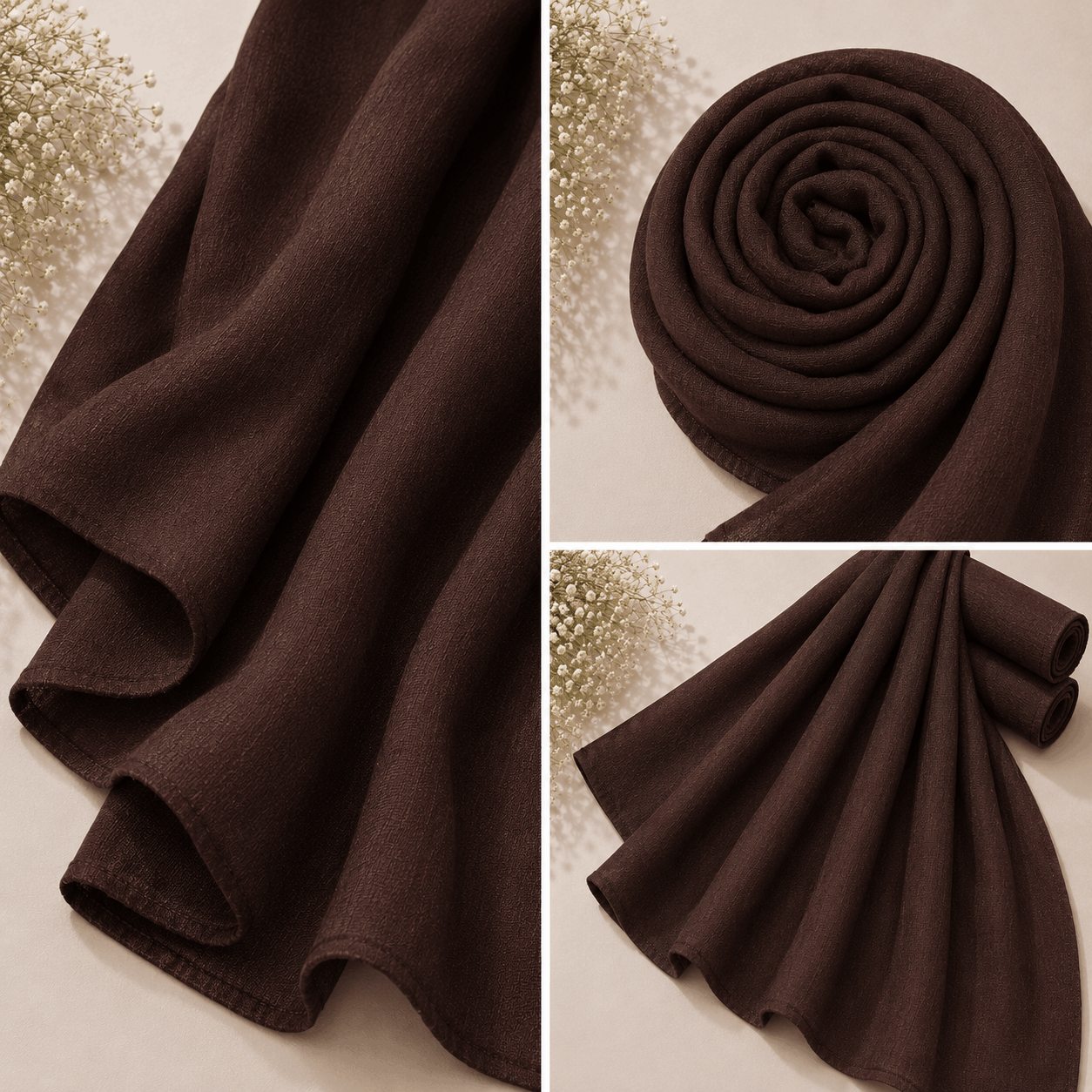 Chocolate Brown Georgette Chiffon Hijab by RidaZe – Soft Lightweight Staller Scarf Pakistan