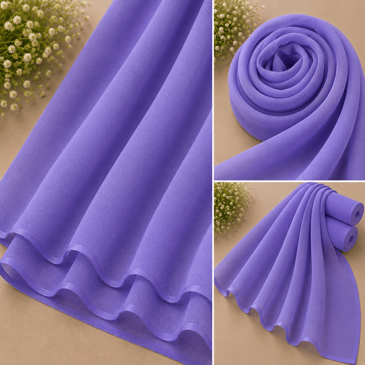Purple georgette chiffon hijab scarf lightweight Pakistan
