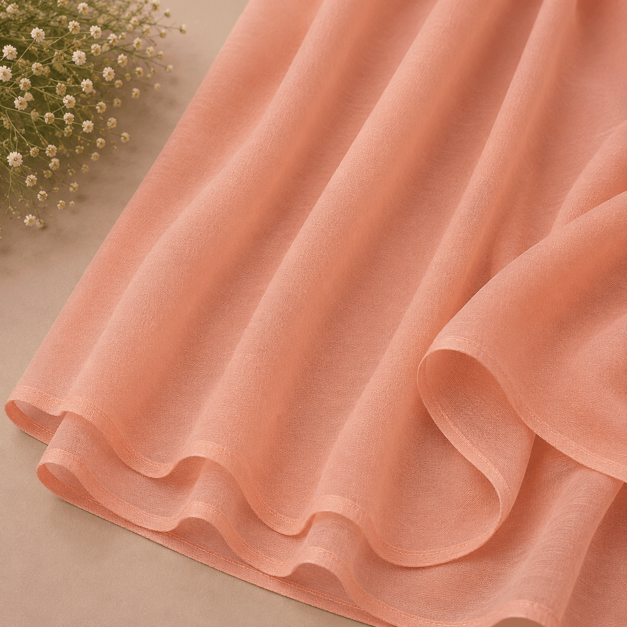 Peach georgette chiffon hijab by RidaZe Pakistan