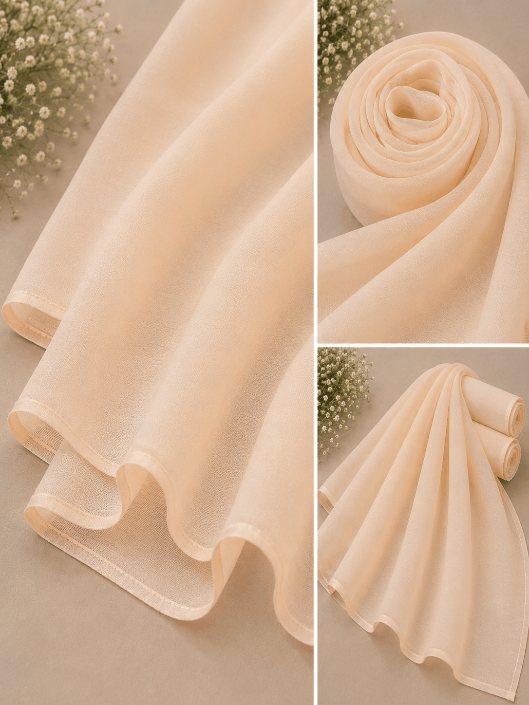 Cream georgette chiffon hijab by RidaZe Pakistan