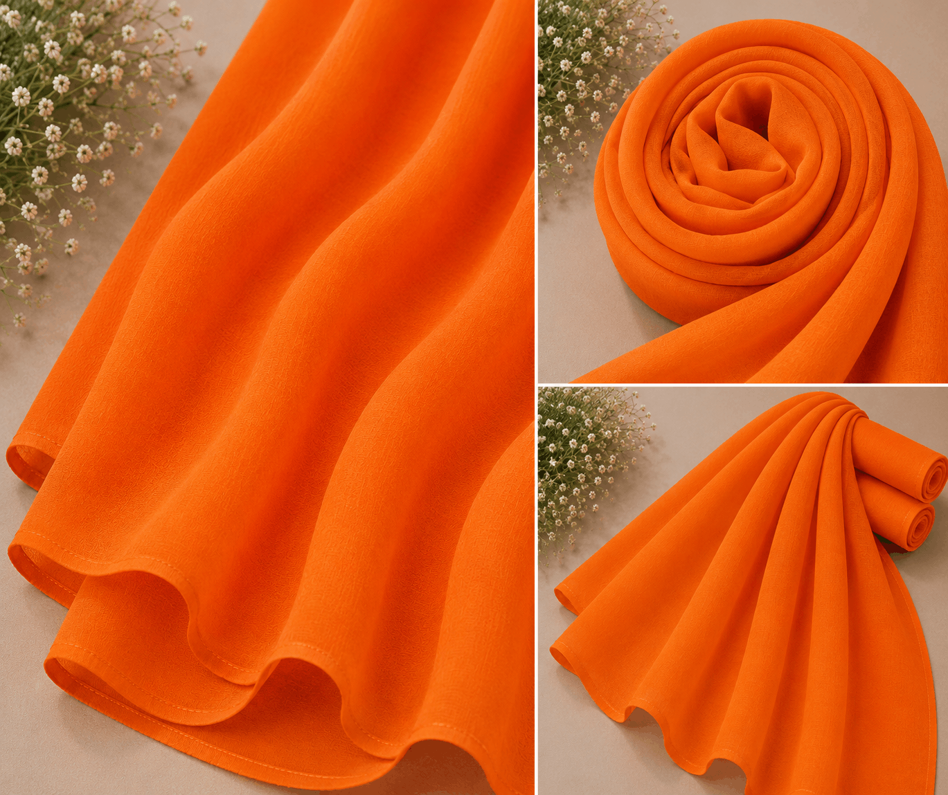 Orange georgette chiffon hijab by RidaZe Pakistan