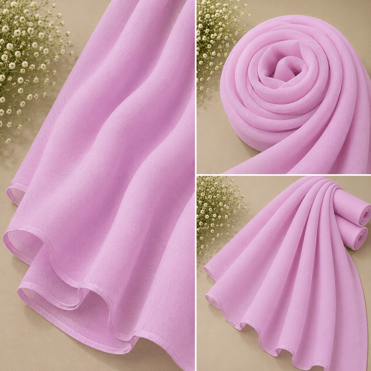 Lilac pink georgette chiffon hijab by RidaZe Pakistan