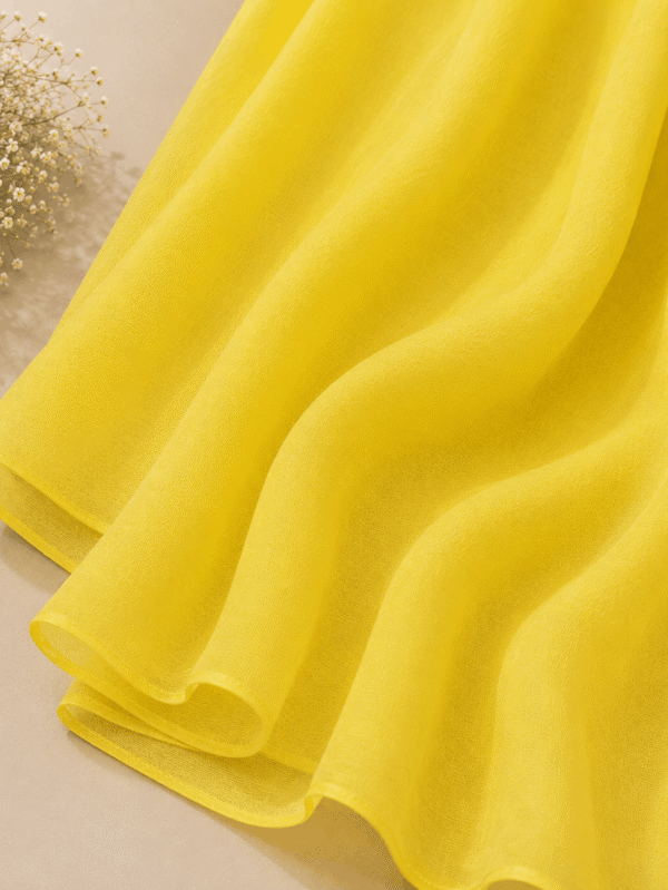 Bright lemon yellow georgette chiffon hijab draped boldly