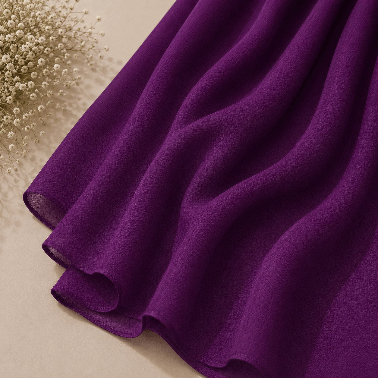Royal purple georgette chiffon hijab draped boldly — RidaZe